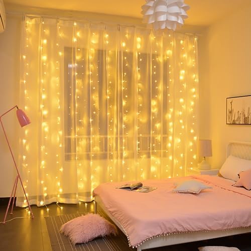 LED Curtain String Lights with Remote & Timer