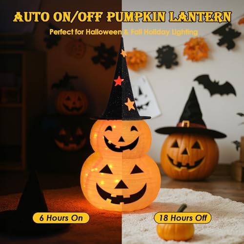 3FT Lighted Stacked Pumpkin Halloween Decoration