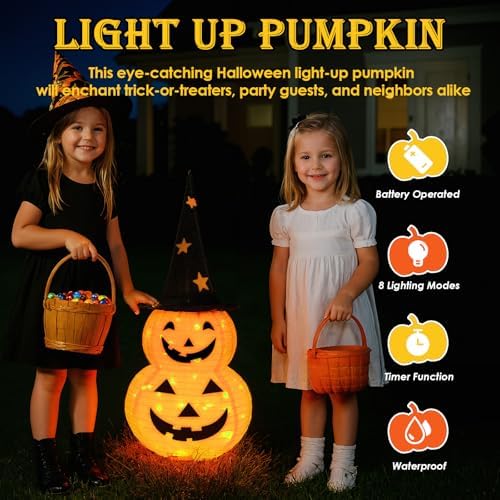 3FT Lighted Stacked Pumpkin Halloween Decoration