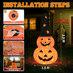 3FT Lighted Stacked Pumpkin Halloween Decoration