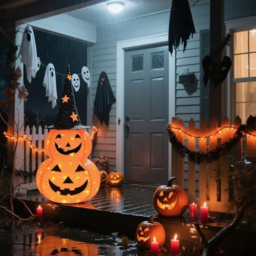 3FT Lighted Stacked Pumpkin Halloween Decoration
