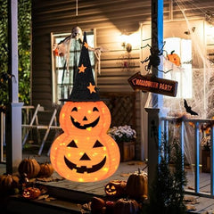 3FT Lighted Stacked Pumpkin Halloween Decoration