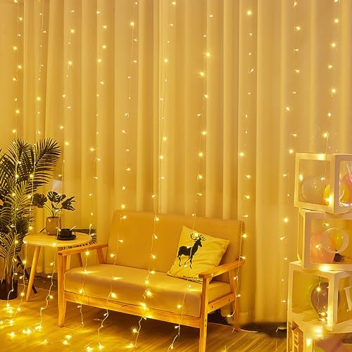 LED Curtain String Lights with Remote & Timer