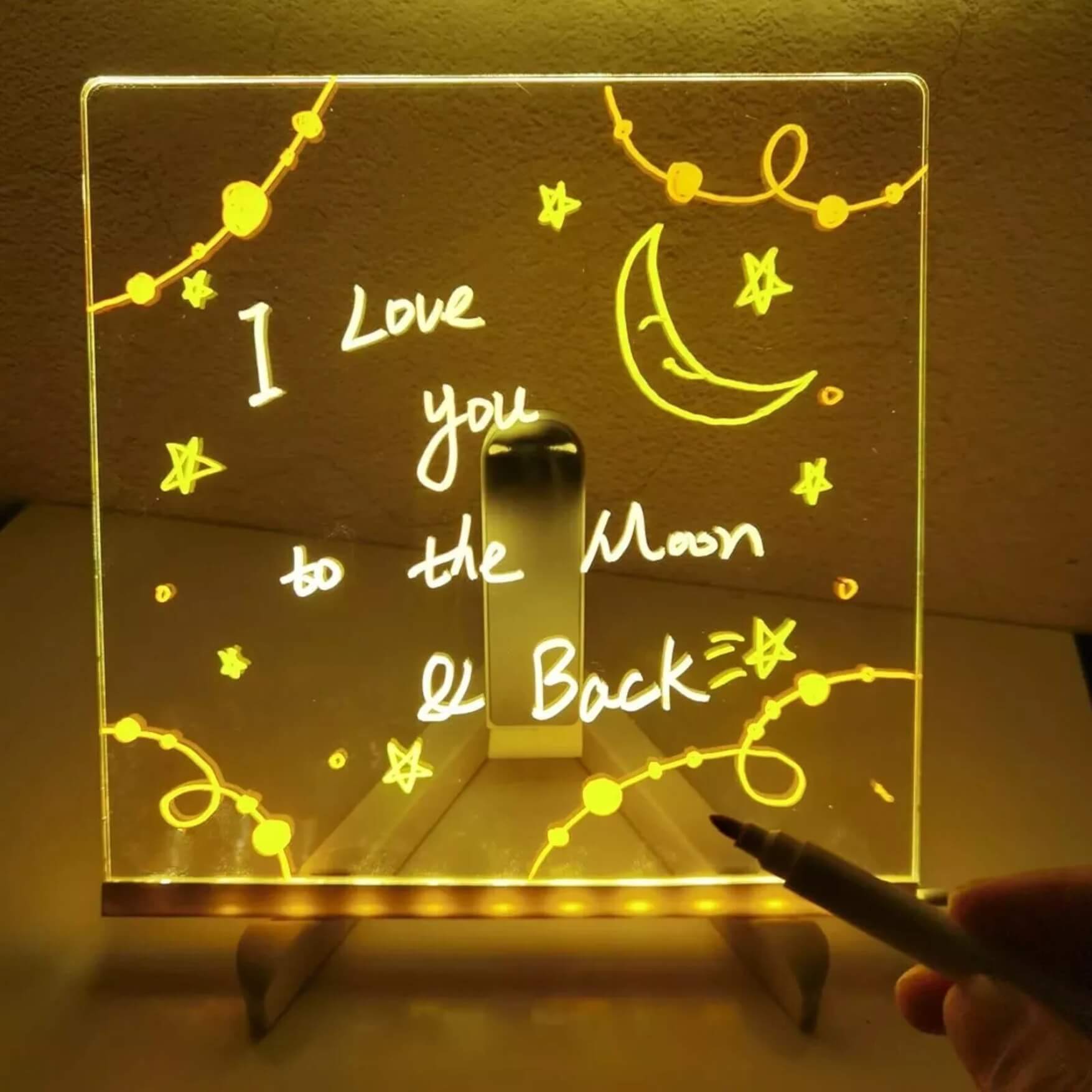 Acrylic Dry Erase Board with LED Light Stand & Colour Pen