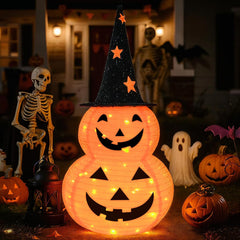 3FT Lighted Stacked Pumpkin Halloween Decoration