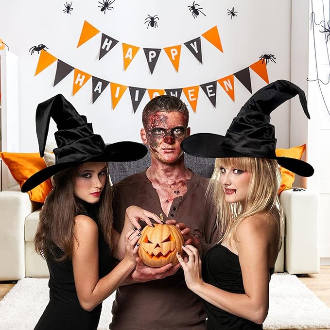 Halloween Black Witch Wizard Hat