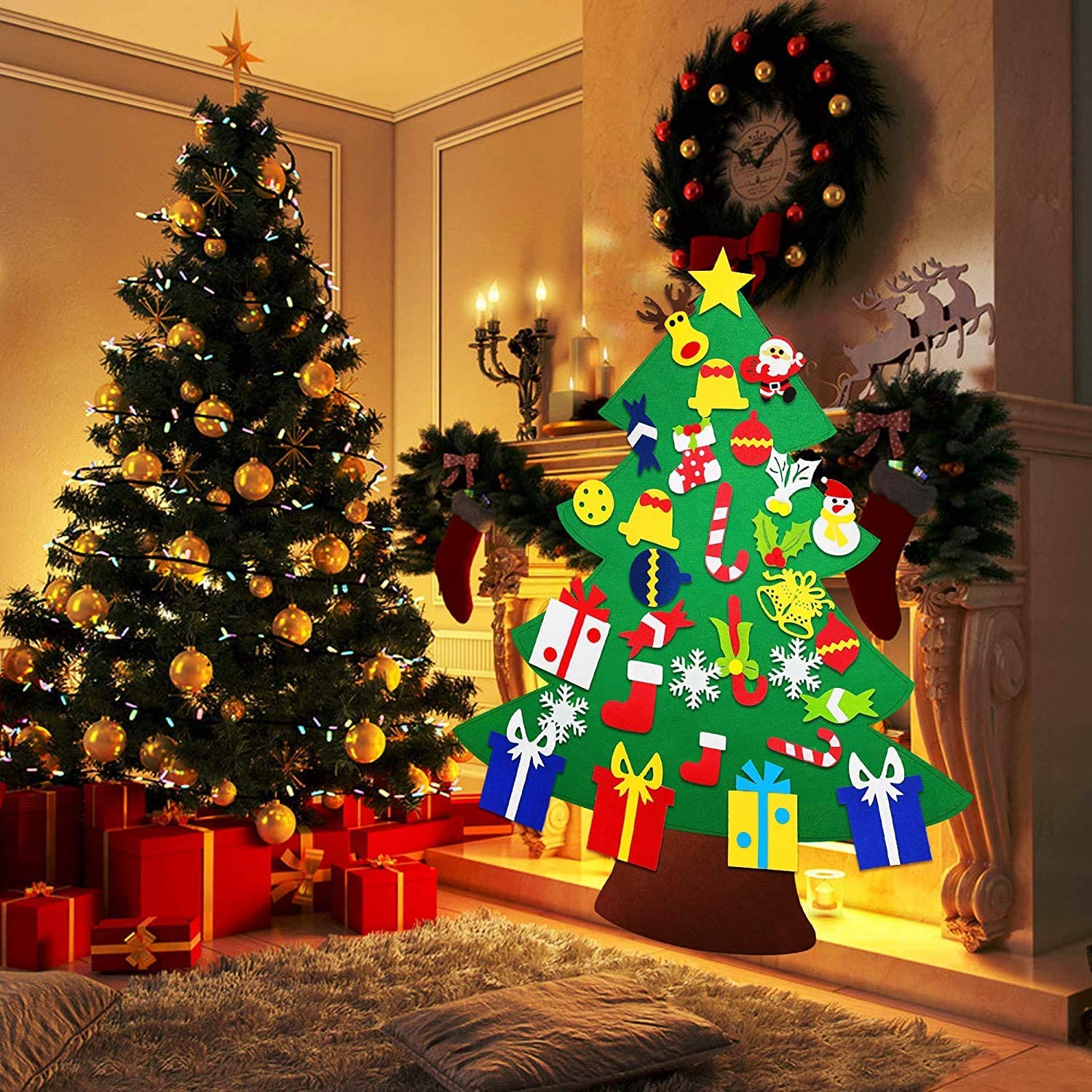 DIY Felt Christmas Tree with Ornaments & LED Lights