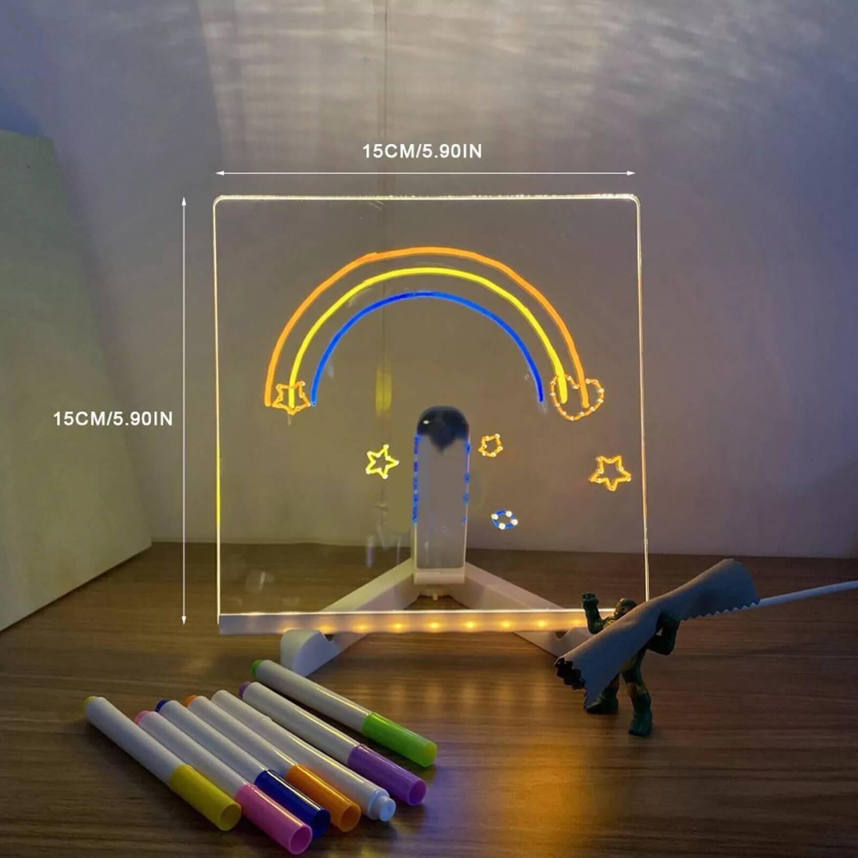 Acrylic Dry Erase Board with LED Light Stand & Colour Pen