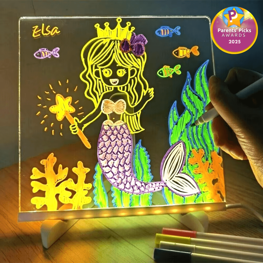 Acrylic Dry Erase Board with LED Light Stand & Colour Pen