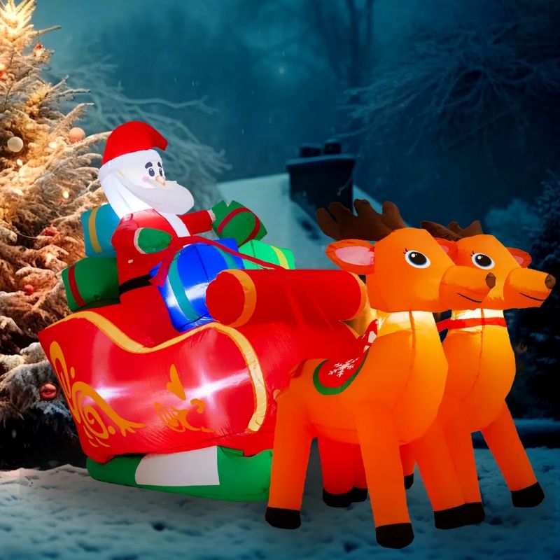 Inflatable Santa Sleigh with Reindeer