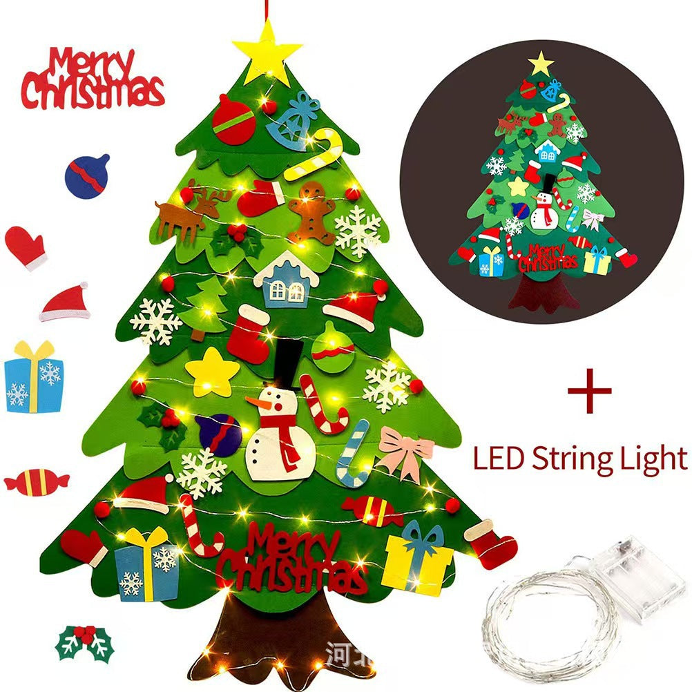 DIY Felt Christmas Tree with Ornaments & LED Lights
