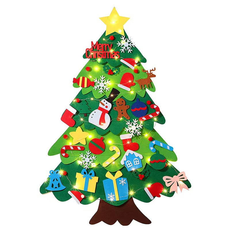 DIY Felt Christmas Tree with Ornaments & LED Lights