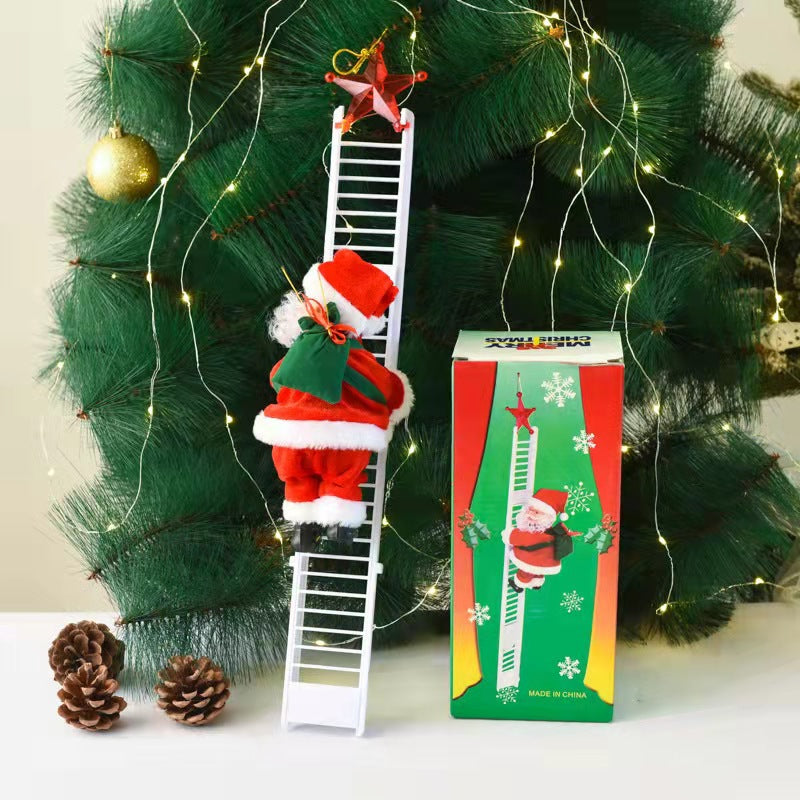 Electric Santa Climbing Ladder Christmas Decoration