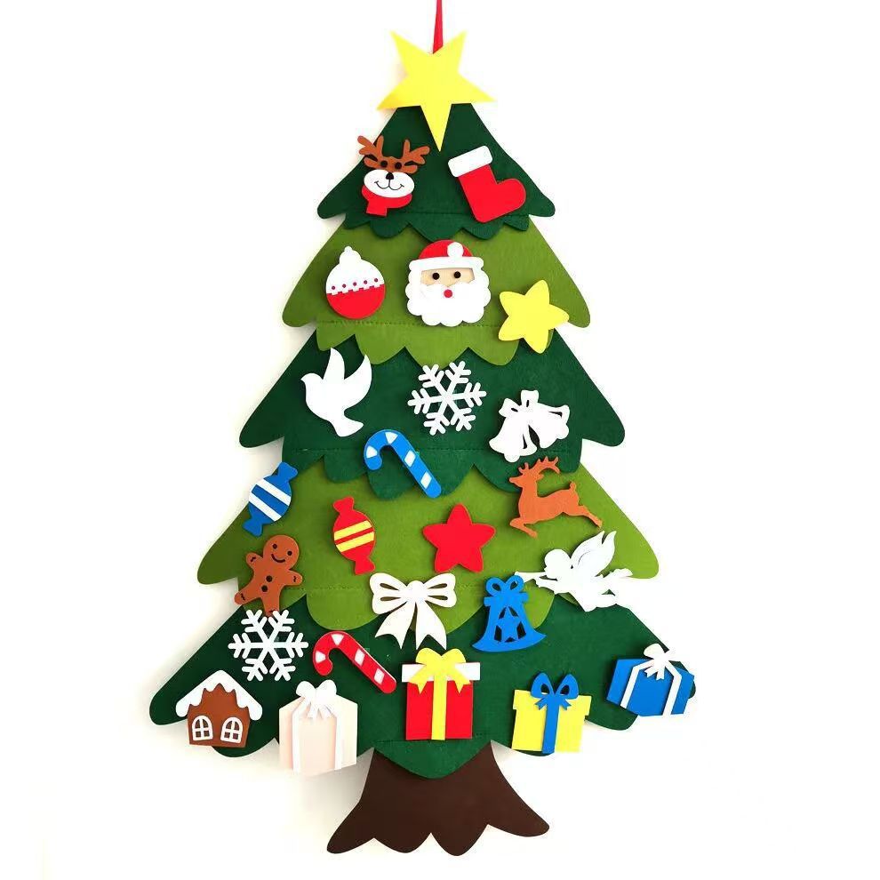 DIY Felt Christmas Tree with Ornaments & LED Lights