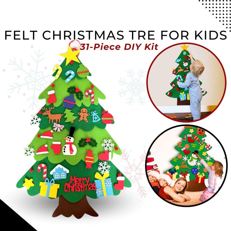 DIY Felt Christmas Tree with Ornaments & LED Lights